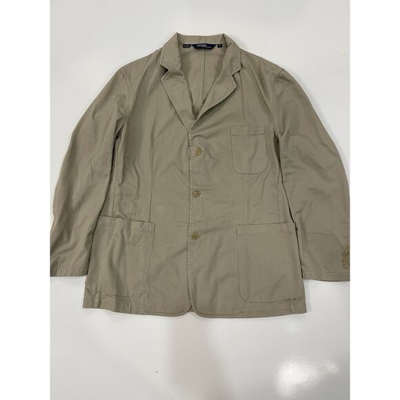 Vintage Polo Ralph Lauren Khaki Cotton Sports Coat Jacket Size L - Picture 2 of 7